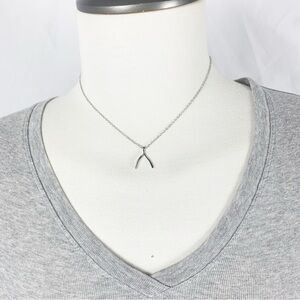 Sterling Forever Silver Wishbone Pendant Necklace — Good Luck Charm (NWT)